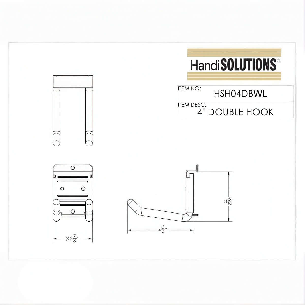 HANDI 4" DOUBLE HOOK | Serious Garages