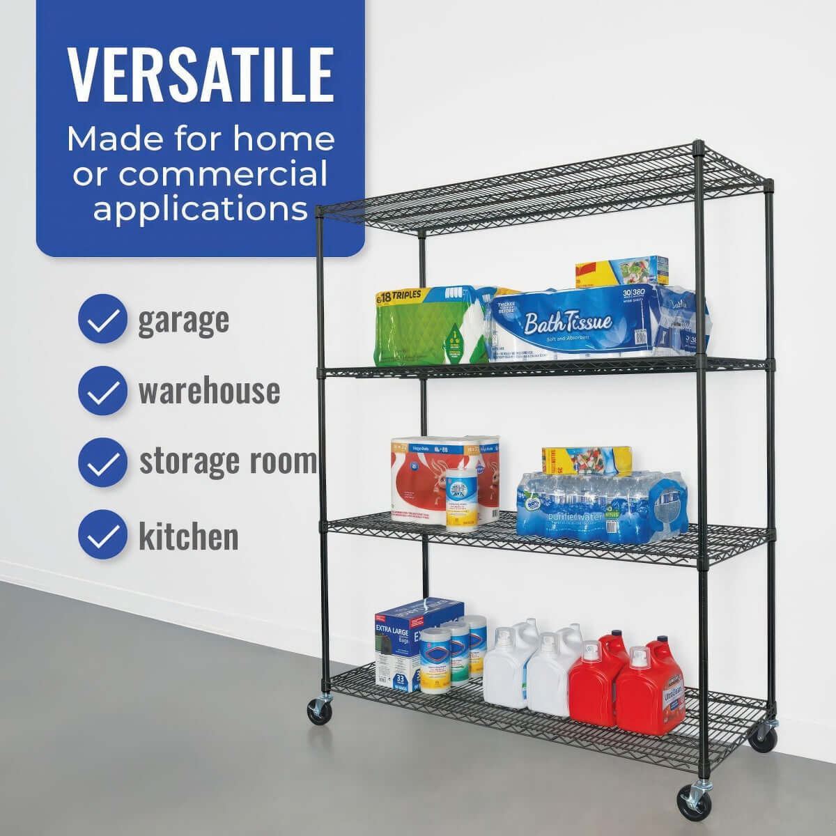 SafeRacks Heavy-Duty Garage Shelving | 4-Tier Wire Rack | Serious Garages