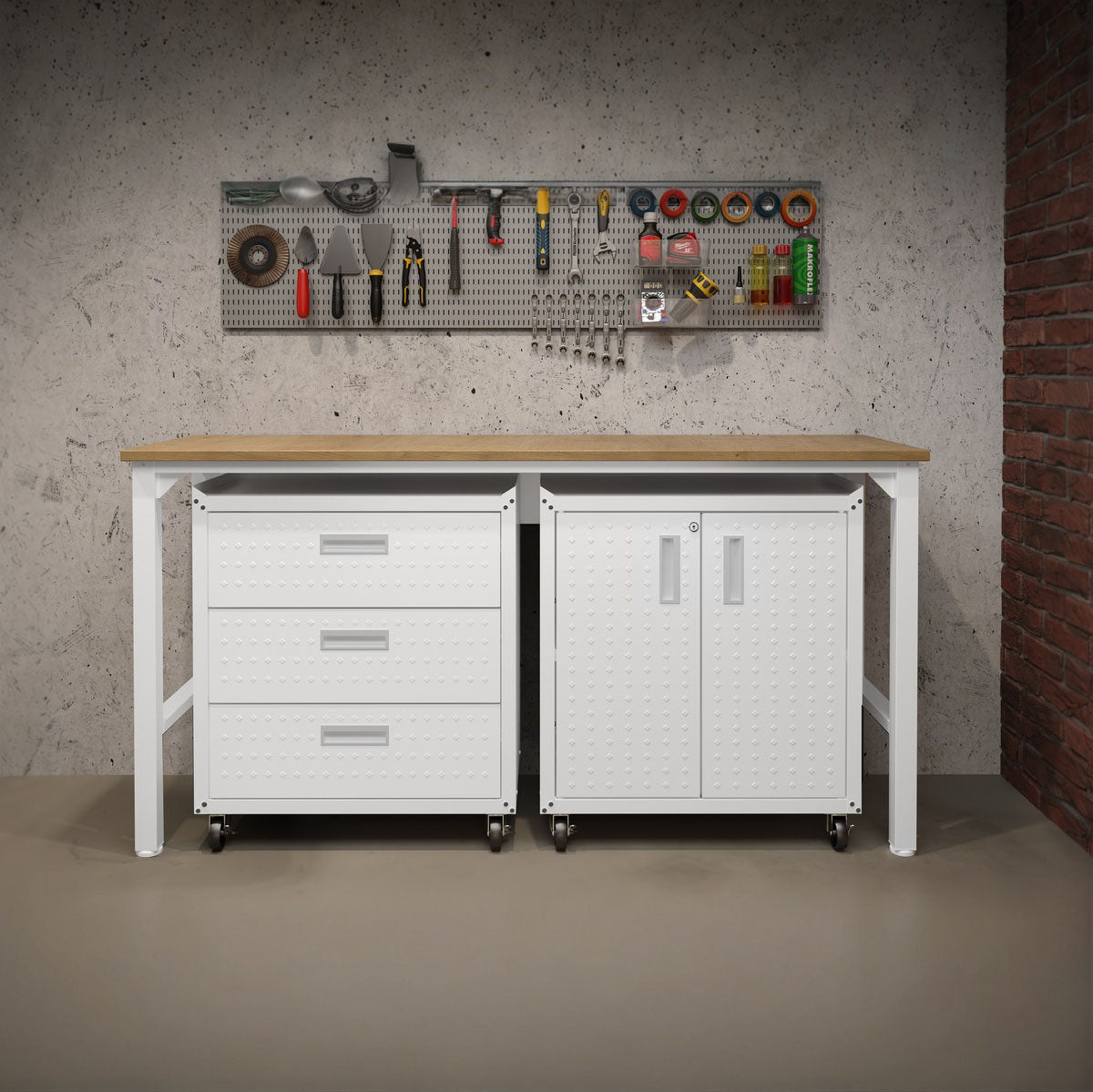 3 Piece Garage Cabinets, 1 Shelf/3 Drawer System