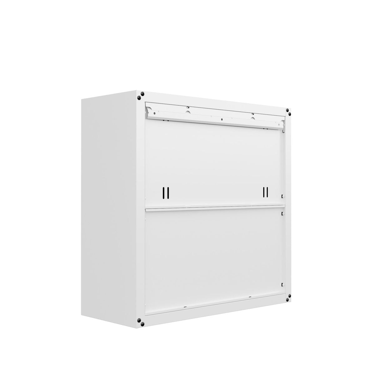 Garage Cabinet Sets white wall cabinet back view showing mounting rail, ventilation slots, and secure panel construction__White