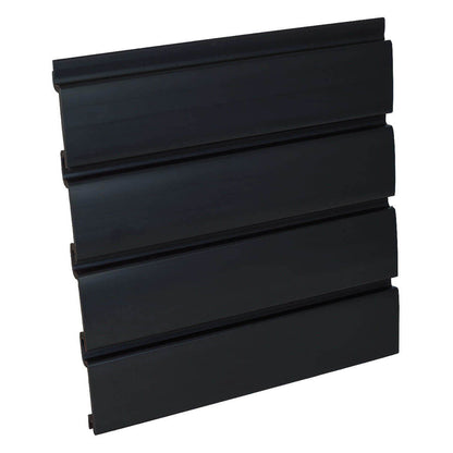 Slatwall Panels in black finish, 12" grooved wall organizer panel showing 4 horizontal slots for retail display storage__Black