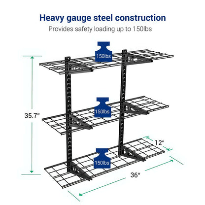 Adjustable 3-Tier Wall Shelving | Serious Garages
