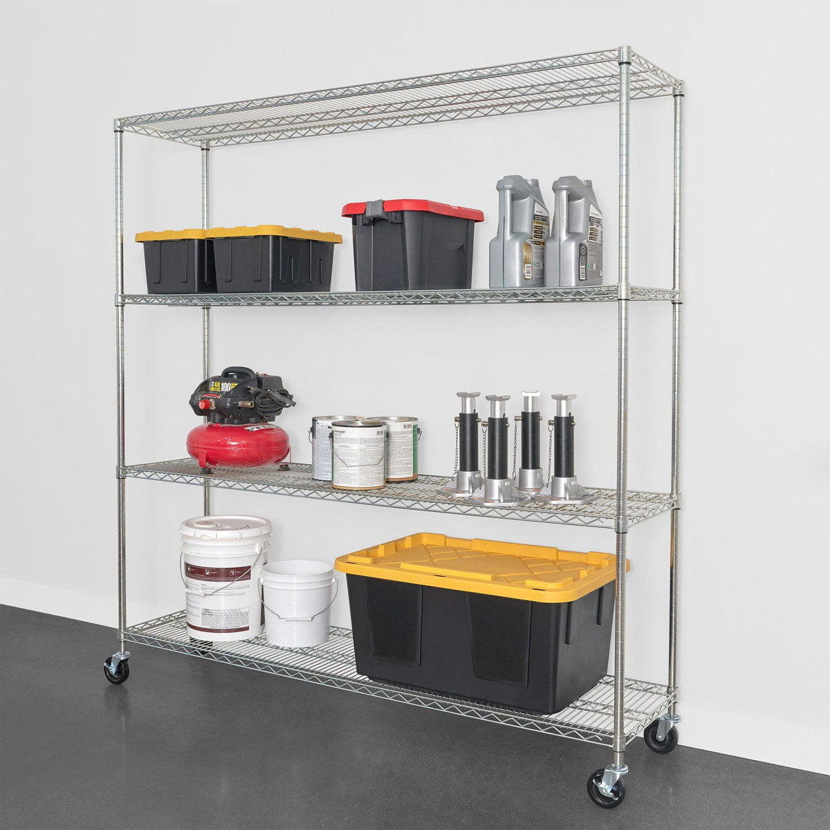 SafeRacks Heavy Duty Garage Shelving - 4-Tier Wire Rack