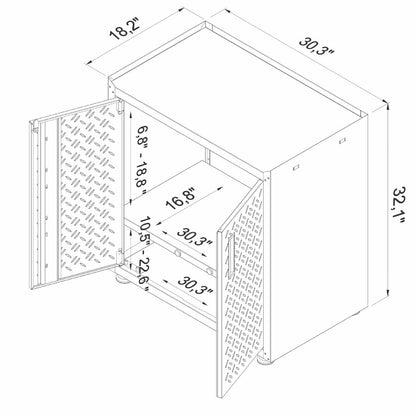 Garage Cabinet Sets steel unit with diamond plate doors, 2 adjustable shelves, 1 drawer, 30.3"W x 18.2"D x 32.1"H__All