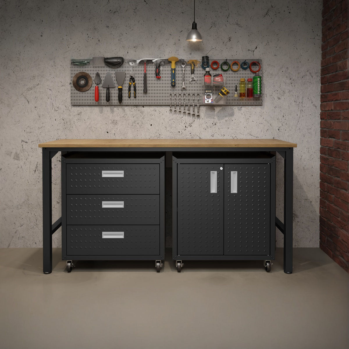 3 Piece Garage Cabinets, 1 Shelf/3 Drawer System