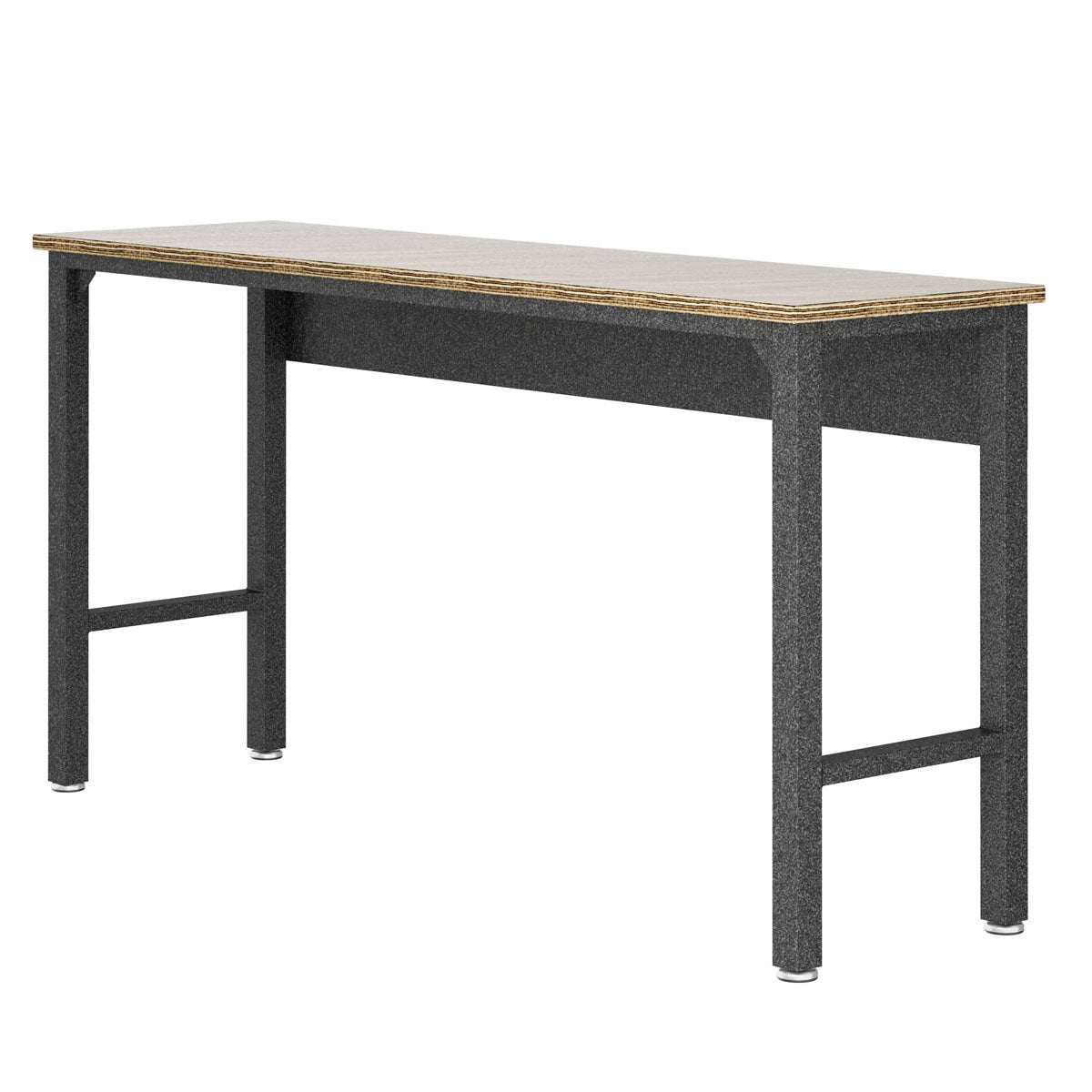 Garage Cabinet Sets workbench with light wood top, dark steel frame, adjustable feet, ideal for heavy-duty garage workspace__DarkGray