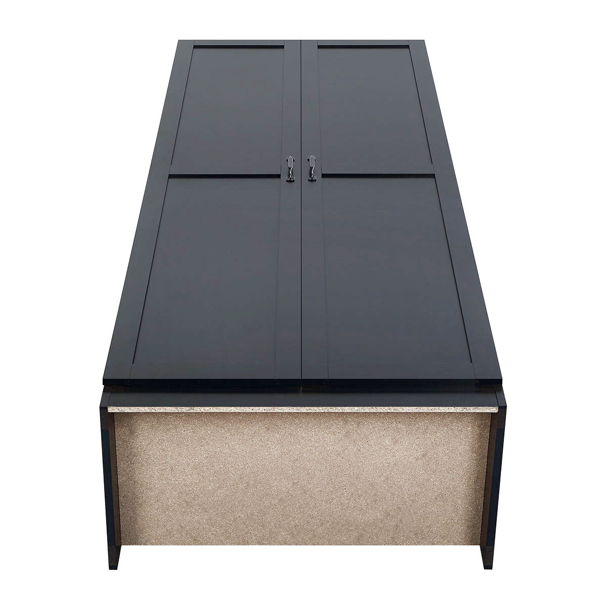 Tall Cabinets set of 2 wood garage storage with black panel doors, metal frame, and particleboard base__Black
