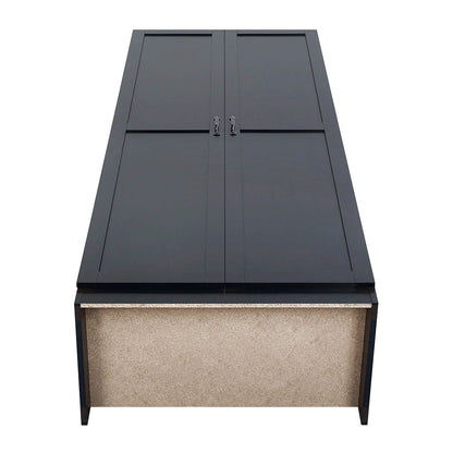 Tall Cabinets set of 2 wood garage storage with black panel doors, metal frame, and particleboard base__Black