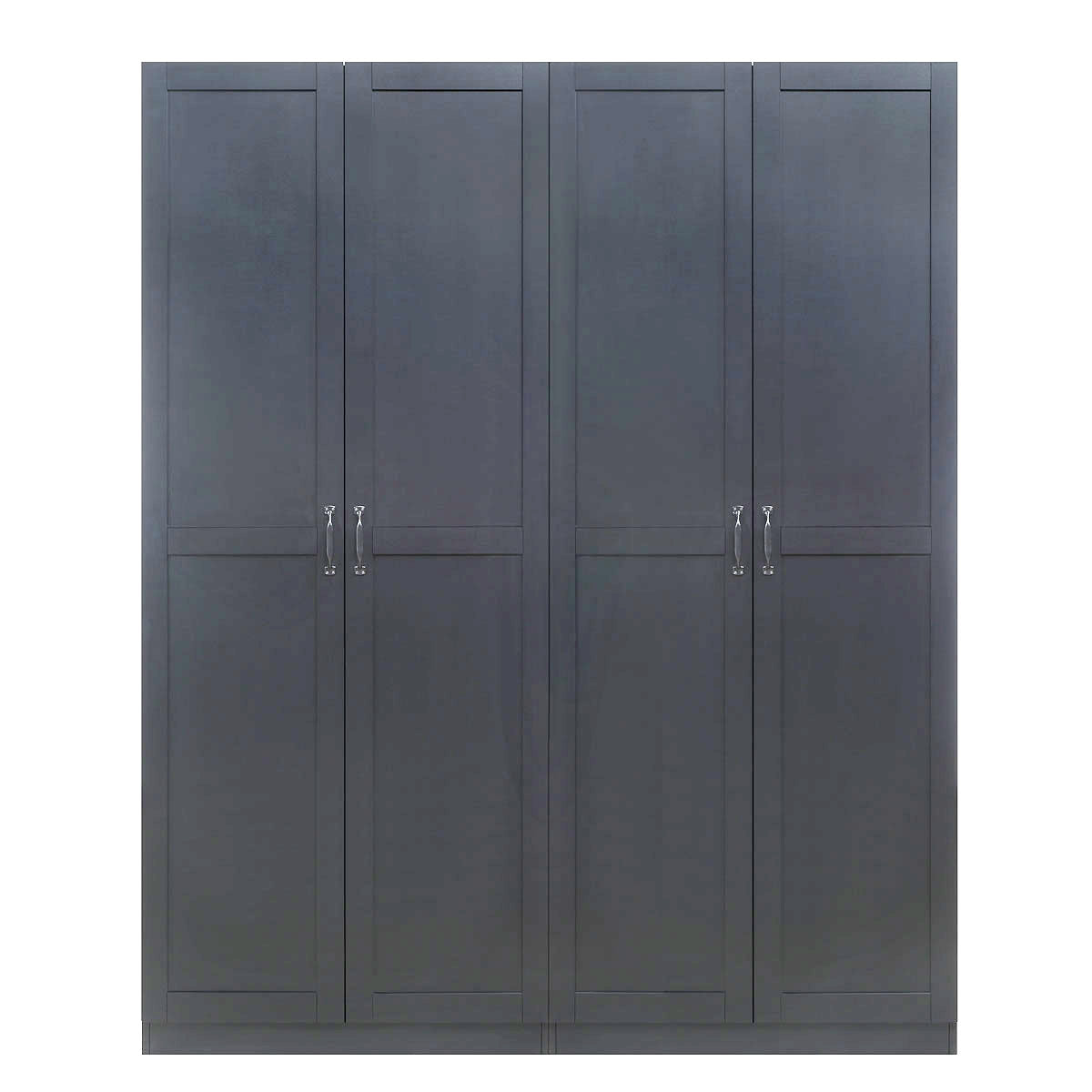 Tall Cabinets set of 2 dark gray wood garage storage with 4 shelves and silver handles, modern shaker style__Black