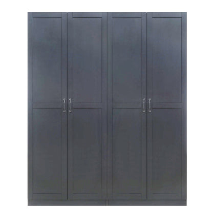 Tall Cabinets set of 2 dark gray wood garage storage with 4 shelves and silver handles, modern shaker style__Black