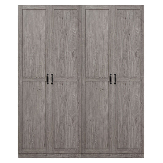 Wood Garage Cabinets, 4 Shelf Storage, Set of 2, gray wooden cabinets with multiple doors and handles__Gray