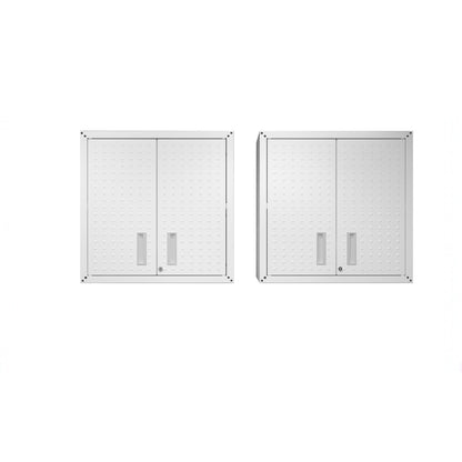 30" Wall-Mounted Garage Cabinets, Set of 2 in sleek white finish for organized storage__White