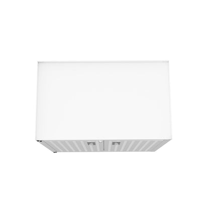 MidHeight Cabinets white rolling garage storage unit, top view showing ventilated panel doors and 2-shelf organization__White