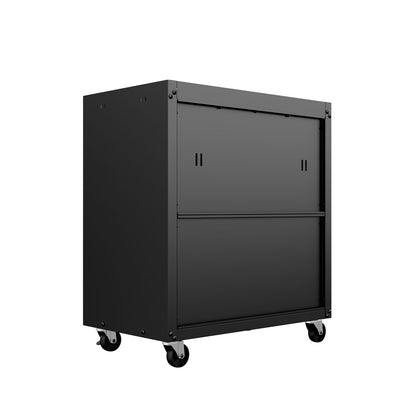 MidHeight Cabinets rolling garage storage unit in matte black with 3 drawers and heavy-duty caster wheels__CharcoalGray