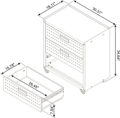 Garage Cabinet Sets rolling tool chest with 3 drawers, 30.31"W x 18.11"D x 34.64"H, diamond plate design