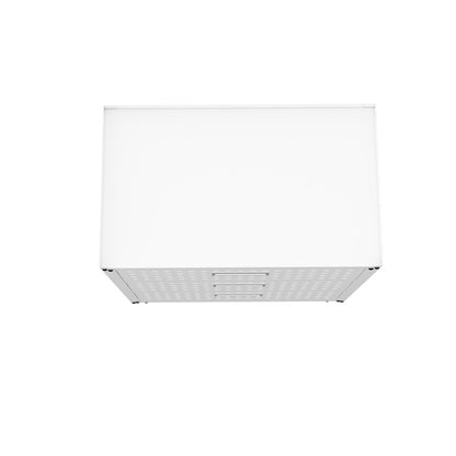 MidHeight Cabinet top-down view, white 30-inch rolling garage storage unit with 3 drawers and ventilated side panel__White