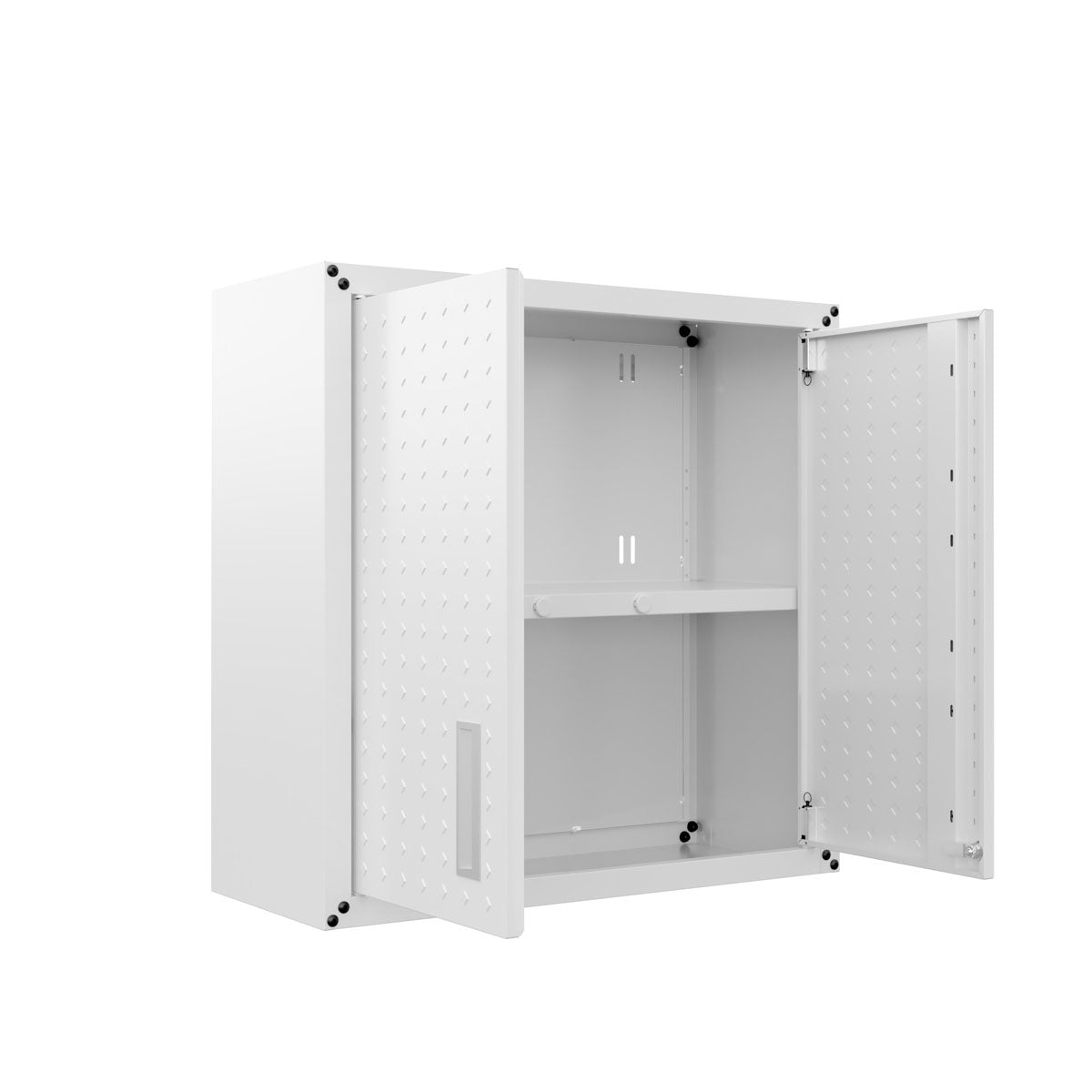 30" Wall Mounted Garage Cabinets, Space-Saving Storage with two open doors and a shelf__White