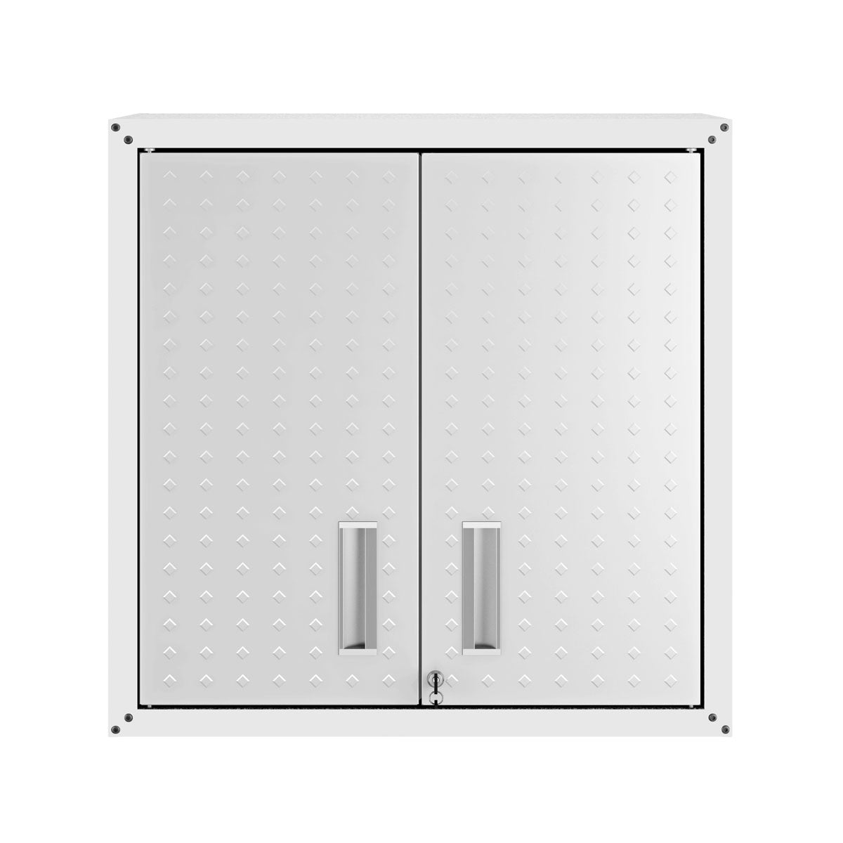 30" Wall Mounted Garage Cabinets, Space-Saving Storage - sleek white design with double doors for organized storage__White