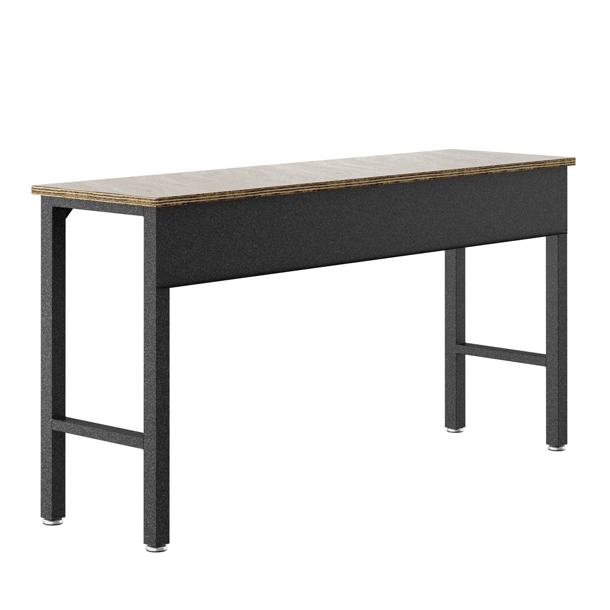 Standard Benches 72" garage workbench with light stone top, black steel frame, and adjustable feet for a sturdy workstation__DarkGray