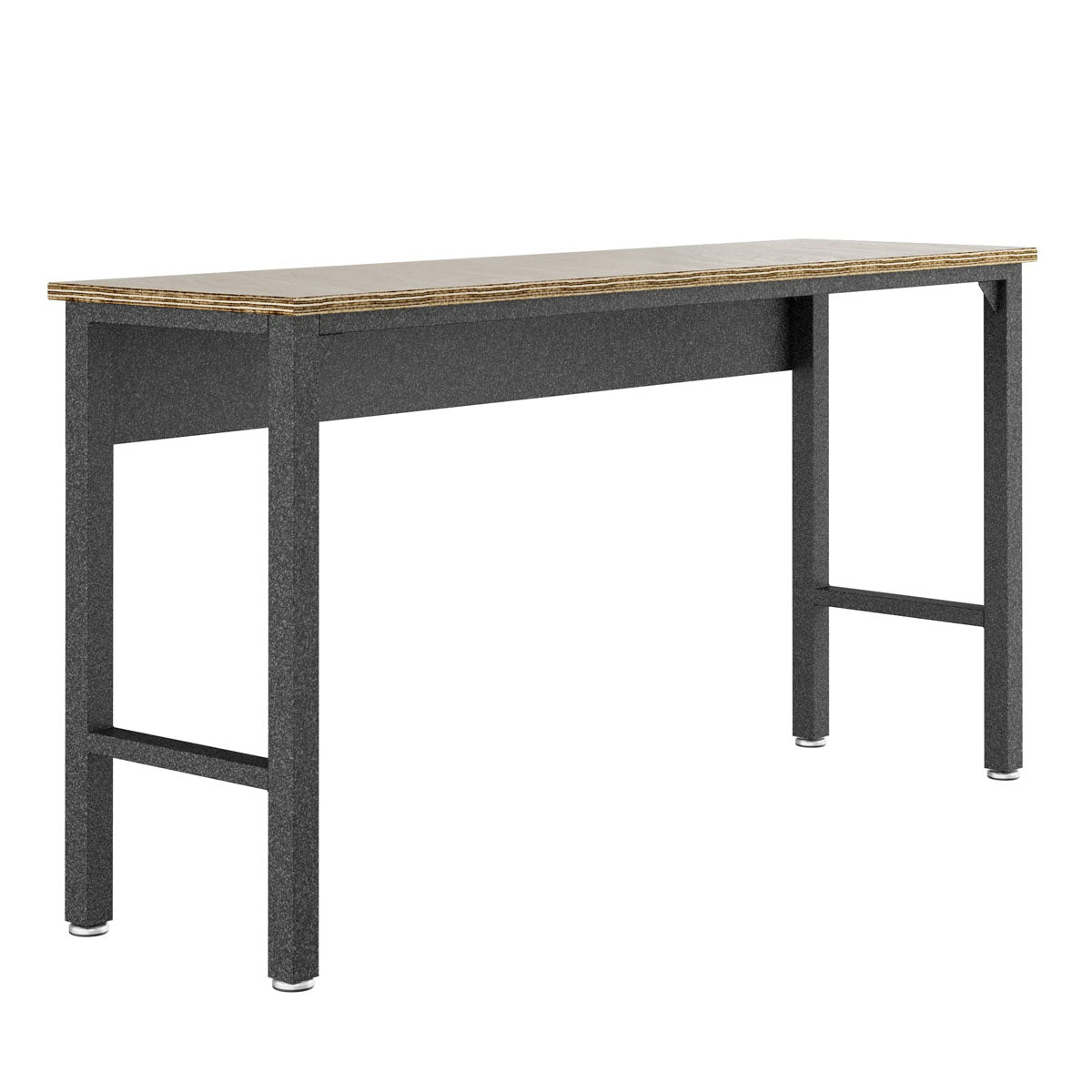 Standard Benches 72" garage workbench with dark steel frame, wood composite top, and adjustable leveling feet__DarkGray