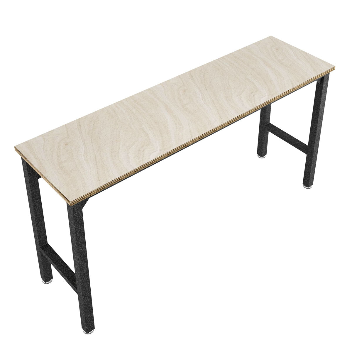 Standard Benches 72-inch garage workbench with birch plywood top and sturdy black steel legs, ideal for workshop use__DarkGray