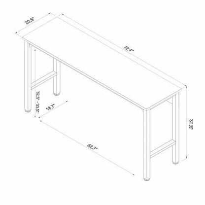 Standard Benches dimensions diagram: 72.4"L x 20.5"W x 37.6"H garage workbench with adjustable height 32.5-33.5"__All