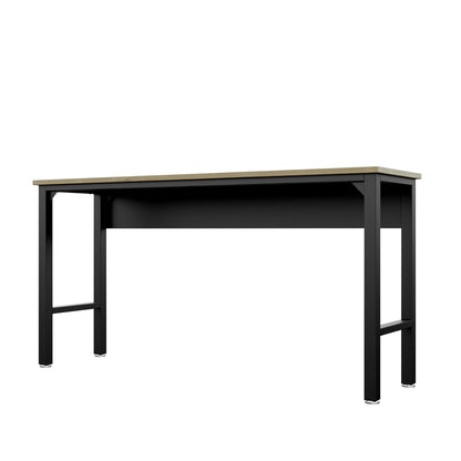 Standard Benches 72" garage workbench with wood top and sturdy black steel frame, ideal spacious workstation for workshops__CharcoalGray