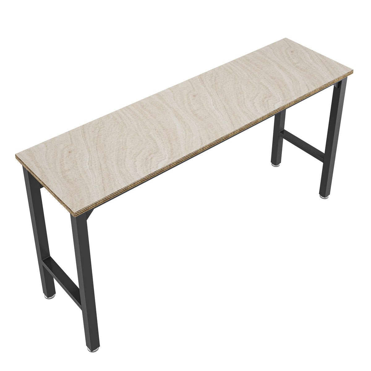 Standard Benches 72" garage workbench with light wood plywood top and black steel frame legs on white background__CharcoalGray