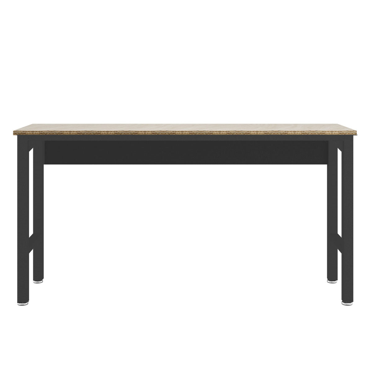Standard Benches 72" garage workbench with natural wood top and sturdy black metal frame legs on white background__CharcoalGray