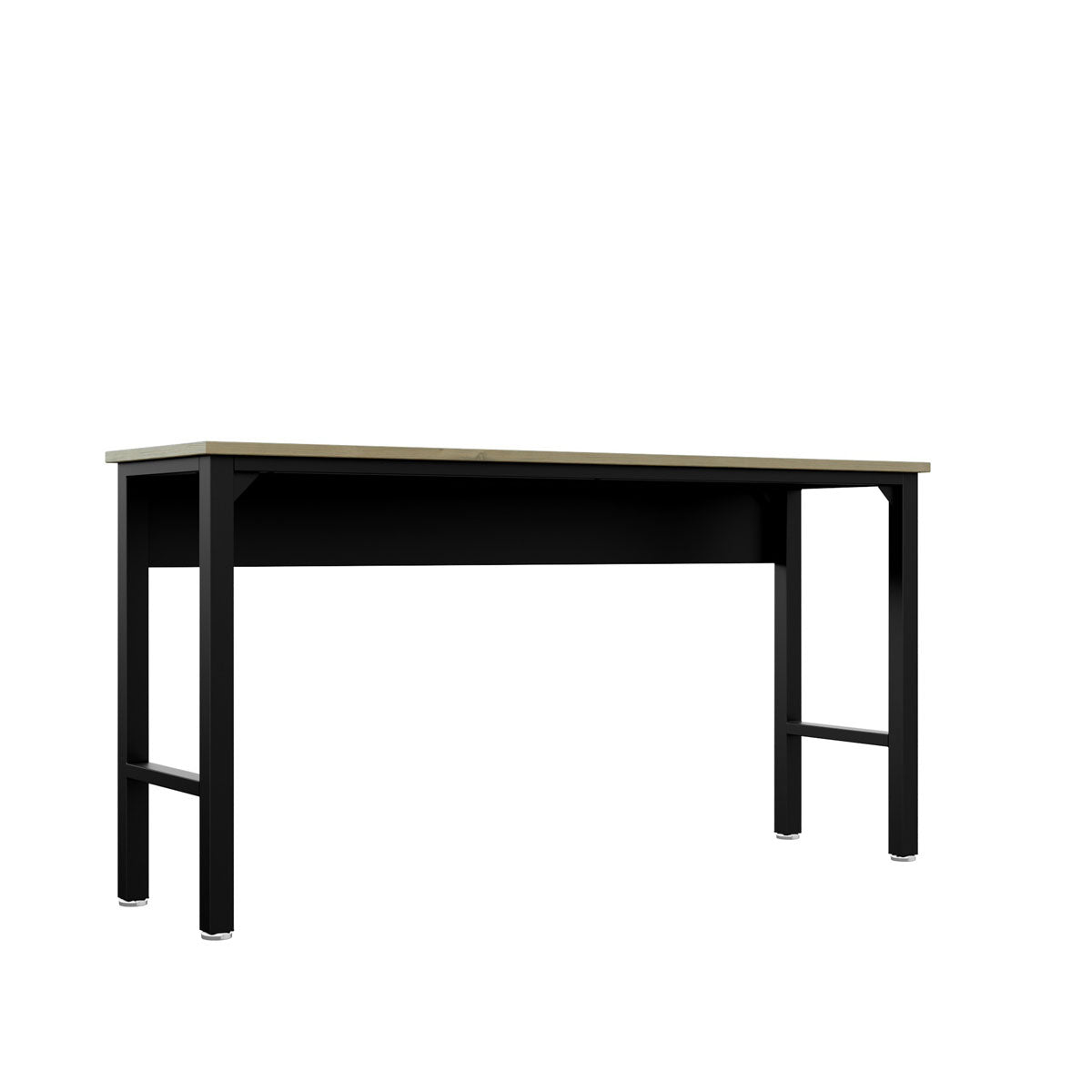 Standard Benches 72" garage workbench with light wood top, black steel frame, and lower support rails for heavy-duty use__CharcoalGray