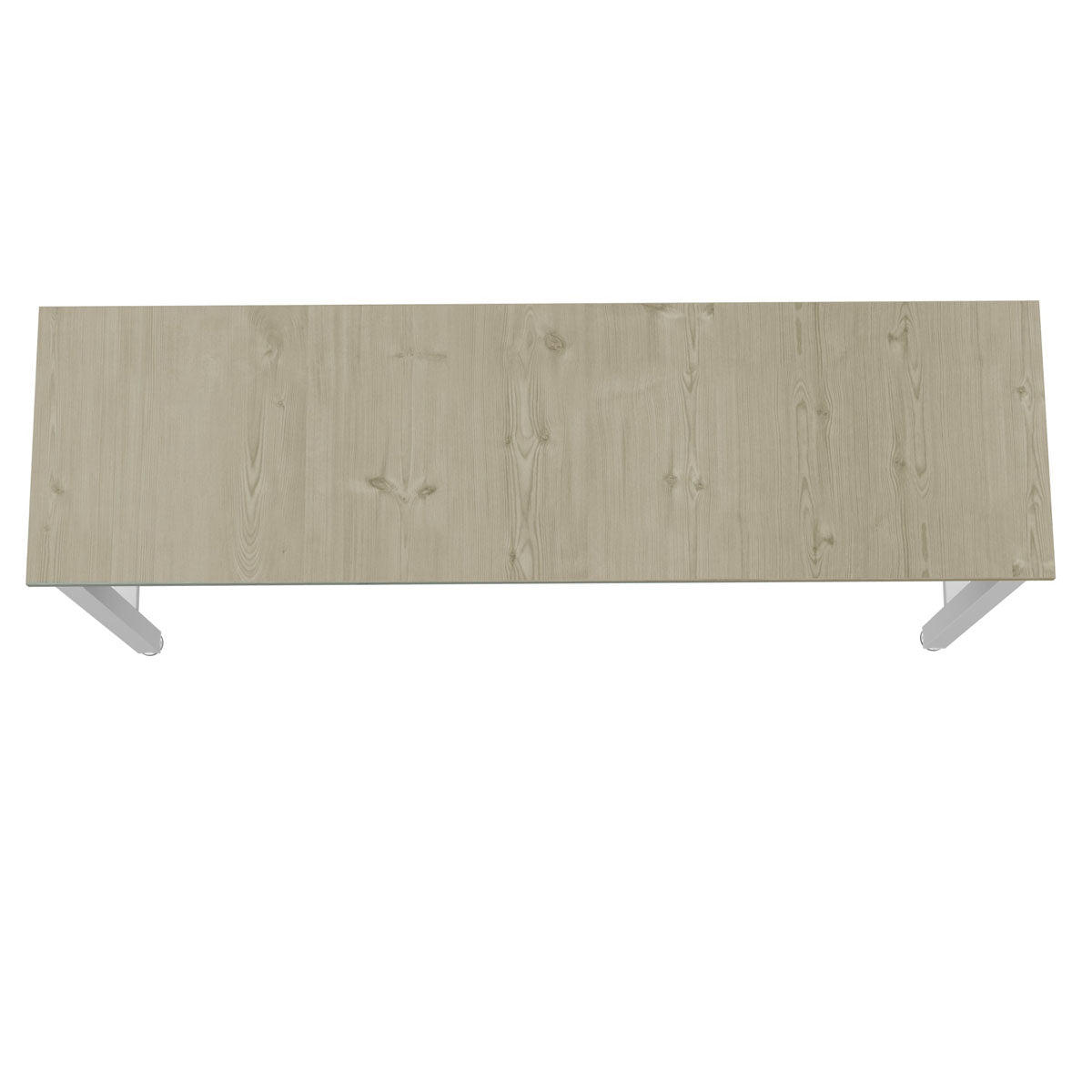 Standard Benches 72" garage workbench top view showing light wood grain finish with white metal legs__White