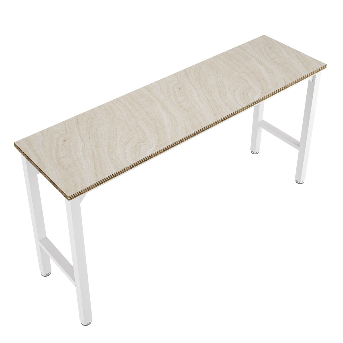 Standard Benches 72" garage workbench with natural plywood top and white steel legs on white background__White