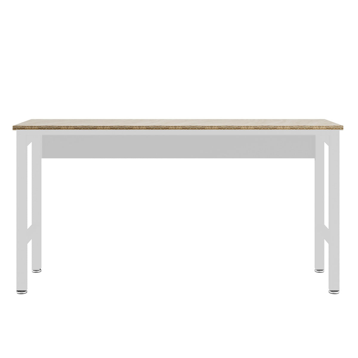 Standard Benches 72" garage workbench with natural wood top and white metal frame legs on white background__White