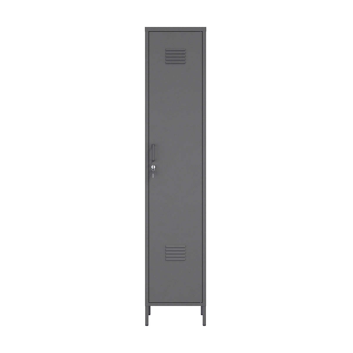 Narrow Garage Cabinets, 15" Metal Storage, Slim Design in sleek gray finish, ideal for organizing garage tools__Black