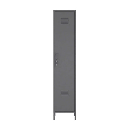 Narrow Garage Cabinets, 15" Metal Storage, Slim Design in sleek gray finish, ideal for organizing garage tools__Black