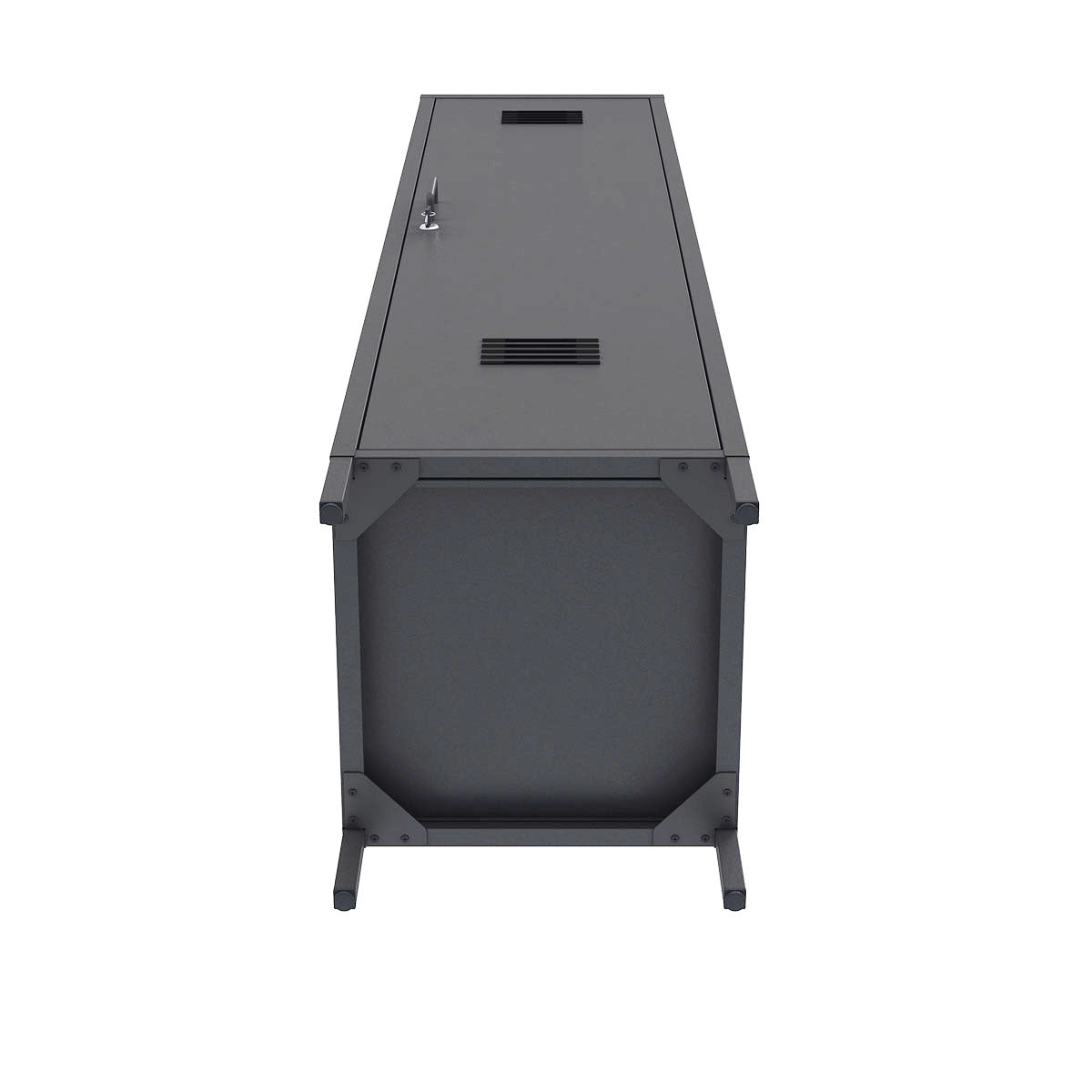 Narrow Garage Cabinets, 15" Metal Storage, Slim Design with a closed front view__Black