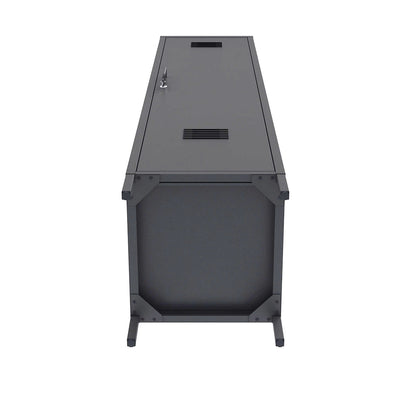 Narrow Garage Cabinets, 15" Metal Storage, Slim Design with a closed front view__Black