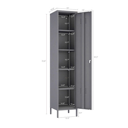 Narrow Garage Cabinets, 15" Metal Storage, Slim Design with multiple shelves and dimensions for organized storage__Black