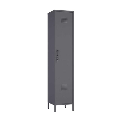Narrow Garage Cabinets, 15" Metal Storage, Slim Design storage locker in sleek gray finish, ideal for organizing garage items__Black