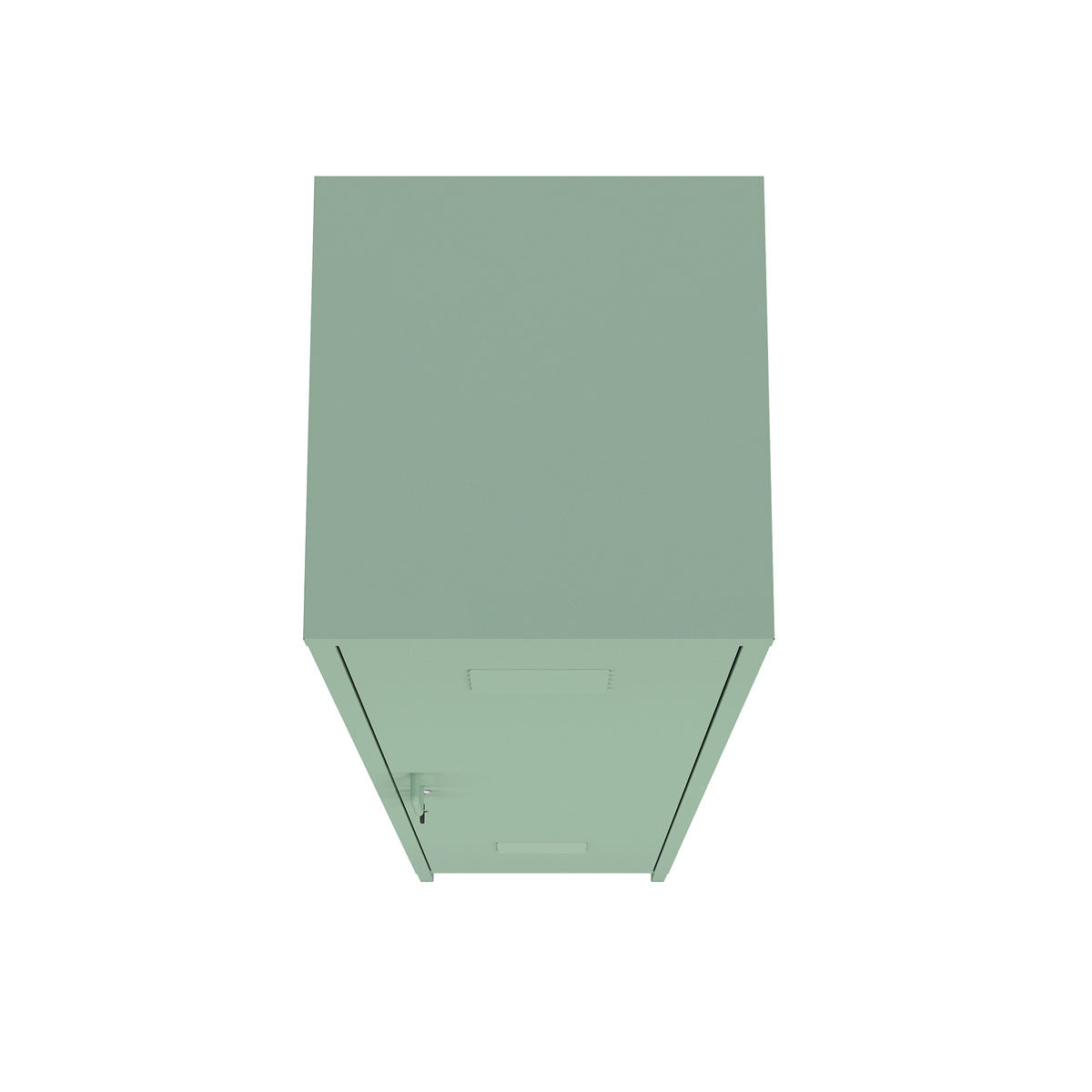 Top view of Narrow Garage Cabinets, 15" Metal Storage, Slim Design in light green color__Green