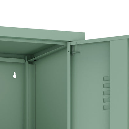 Narrow Garage Cabinets, 15" Metal Storage, Slim Design interior view showing cabinet structure and hinges__Green