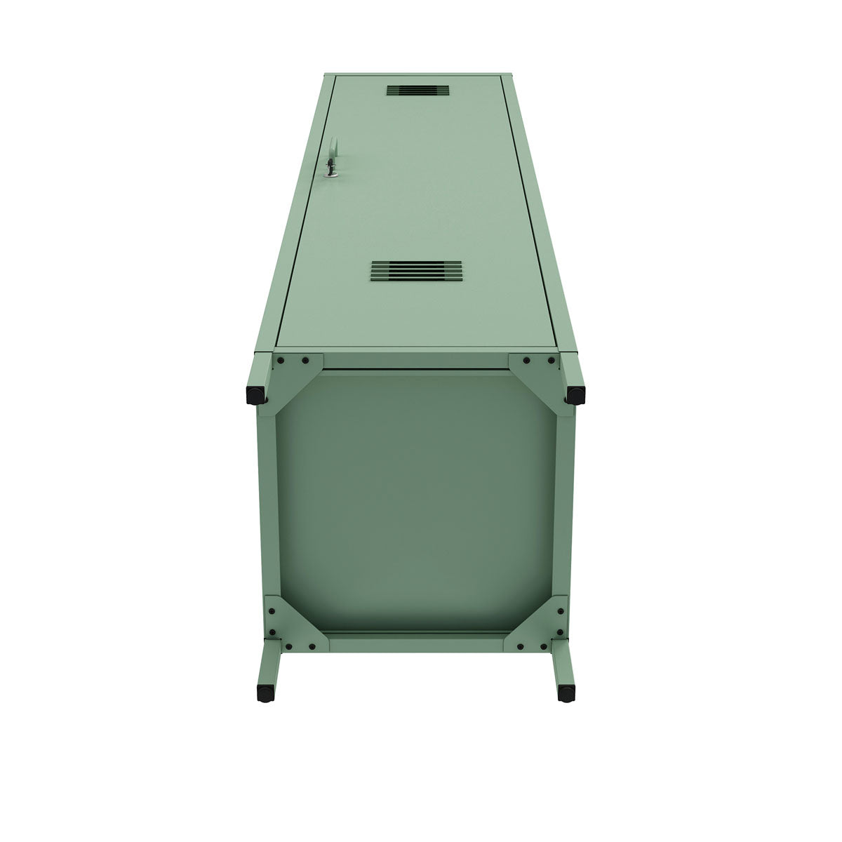 Narrow Garage Cabinets, 15" Metal Storage, Slim Design - Front view of a slimline garage cabinet in green__Green