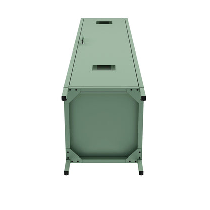 Narrow Garage Cabinets, 15" Metal Storage, Slim Design - Front view of a slimline garage cabinet in green__Green