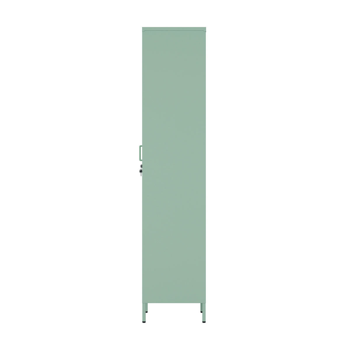 Narrow Garage Cabinets, 15" Metal Storage, Slim Design in a green finish, perfect for organizing small spaces__Green