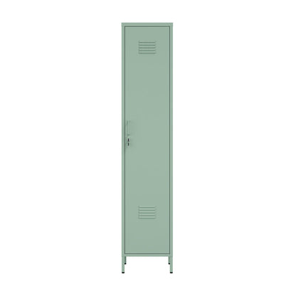 Narrow Garage Cabinets, 15" Metal Storage, Slim Design in mint green finish for organized space__Green