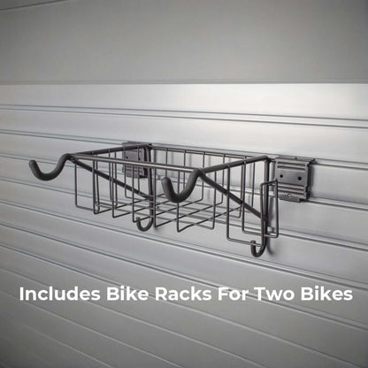 Slatwall Horizontal Bike Rack, 2-Pack - Horizontal bike rack designed to hold two bikes safely on slatwall.