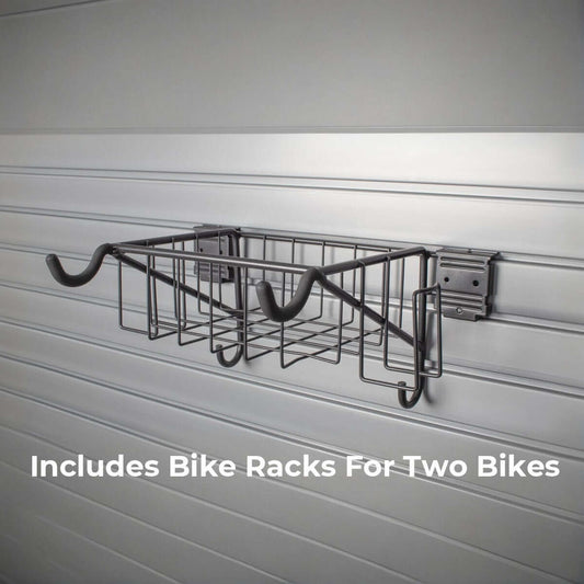 Slatwall Horizontal Bike Rack, 2-Pack - Horizontal bike rack designed to hold two bikes safely on slatwall.