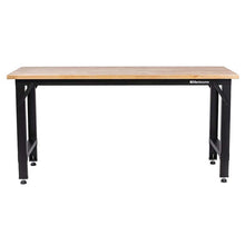 Load image into Gallery viewer, 6 ft. Adjustable Height Steel Workbench with Solid Wood Work Top
