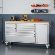 Load image into Gallery viewer, 66x19 Stainless Steel Rolling Workbench